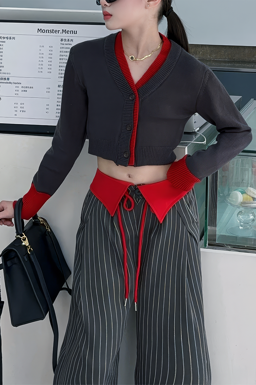 Libby - Elegancka Koszula z Długim Rękawem w Stylu Patchwork