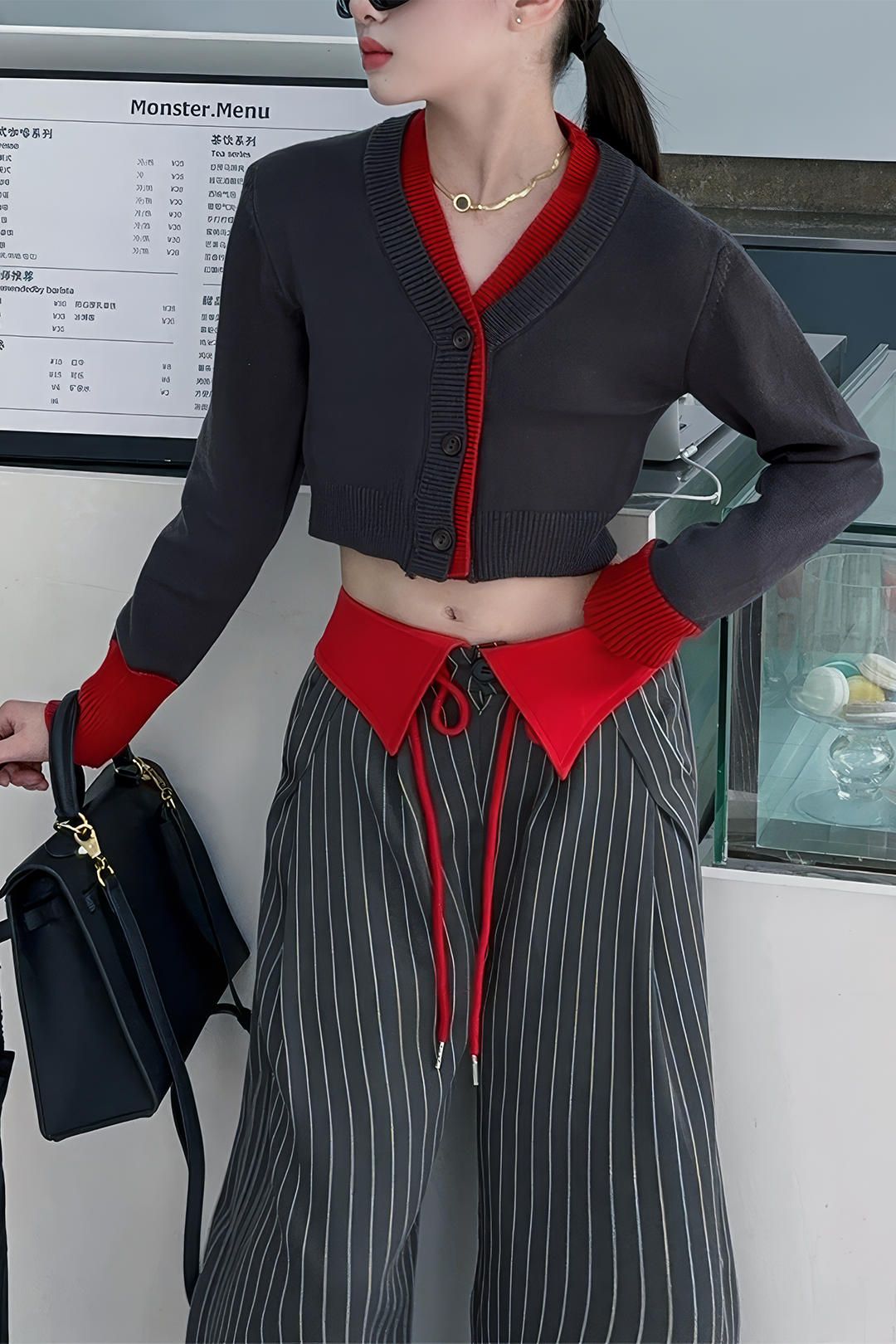Libby - Elegancka Koszula z Długim Rękawem w Stylu Patchwork