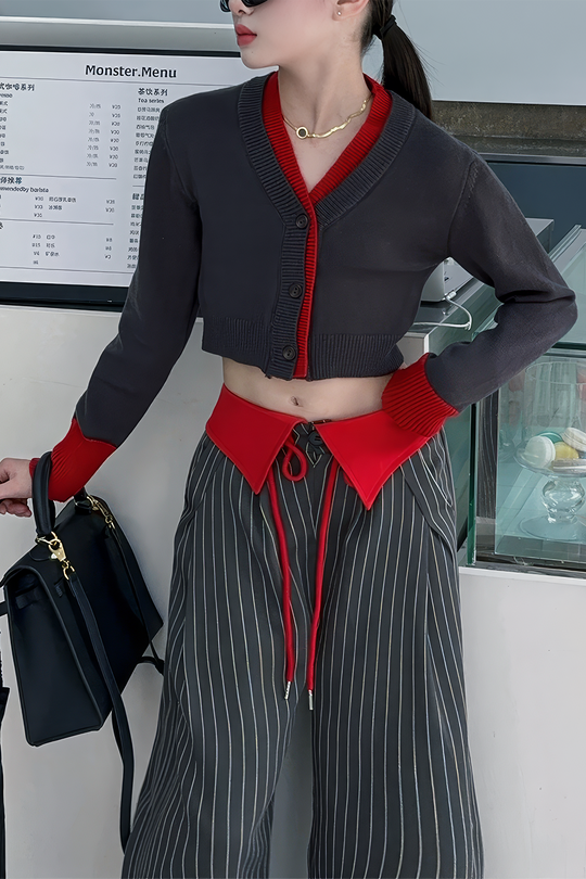 Libby - Elegancka Koszula z Długim Rękawem w Stylu Patchwork