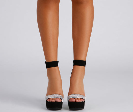 Glam Heights Kryształowe Nubukowe Szpilki