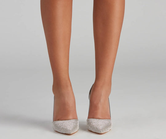 Eleganckie Glans Strass PVC Szpilki