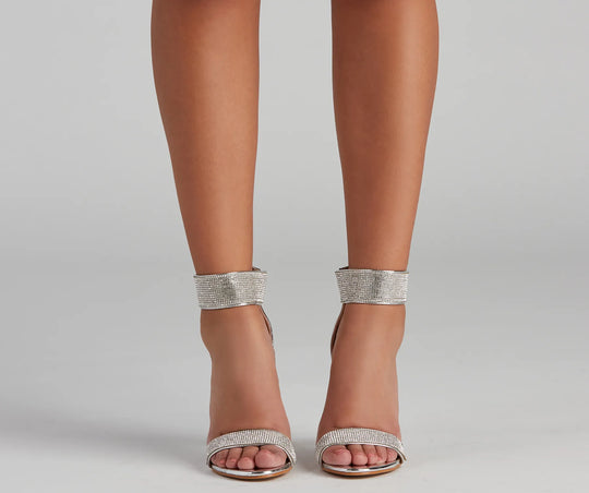 Srebrne Stiletto Haki z Kryształkami