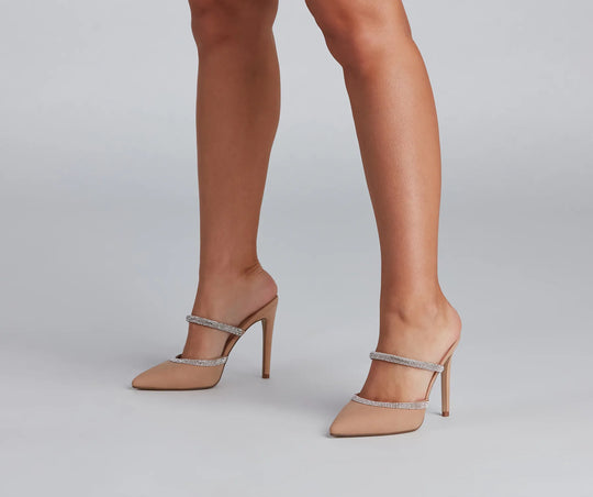 Eleganckie błyszczące szpilki z cyrkoniami