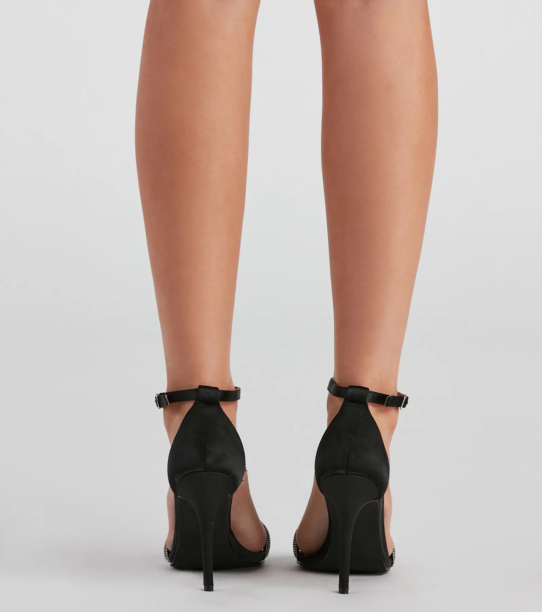 Lśniące Palce Satynowe Szpilki