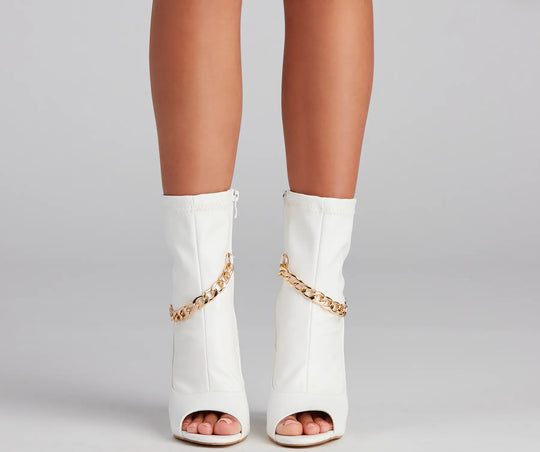 Fab Skórzane Botki z Łańcuszkiem