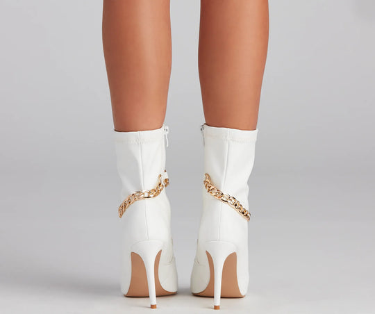 Fab Skórzane Botki z Łańcuszkiem