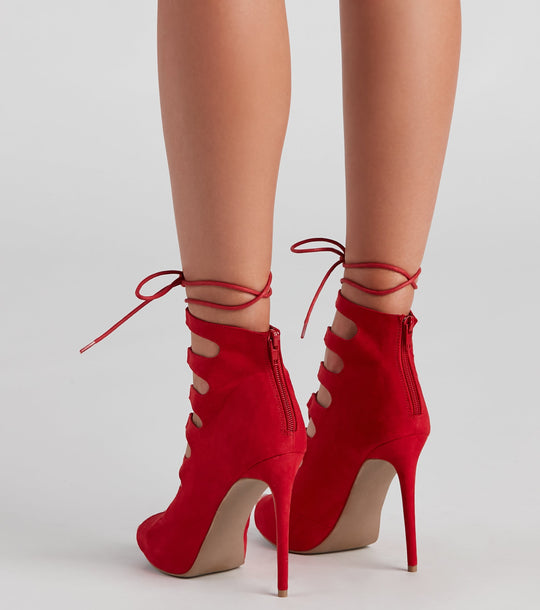 Eleganckie Botki na Obcasie z Szytymi Sznurowaniami