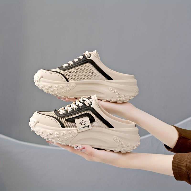 Aermove | Oddychające Siatkowe Półbuty Slip-On dla kobiet - Lekki, Średni Obcas