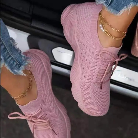 Trekka | Damskie Lekkie Oddychające Siatkowe Sneakersy na Grubej Podeszwie na Lato