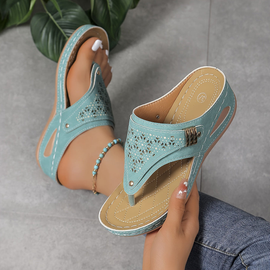 Elevana | Sandały na platformie z średnim obcasem, ortopedyczne sandały typu slip-on