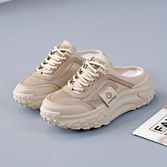 Aermove | Oddychające Siatkowe Półbuty Slip-On dla kobiet - Lekki, Średni Obcas
