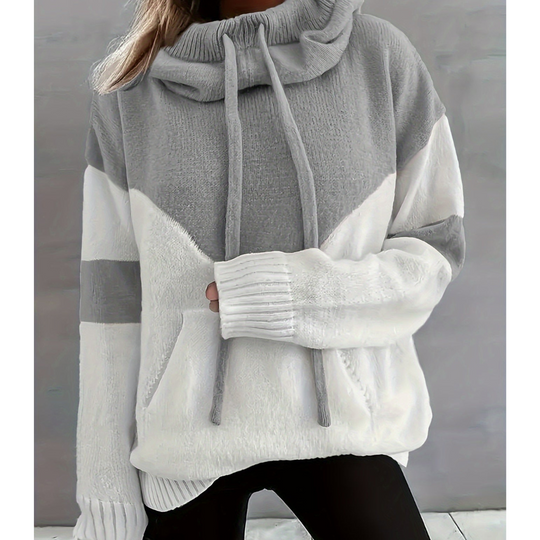 Damski sweter z długim rękawem i kapturem