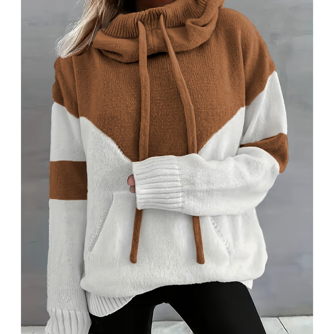 Damski sweter z długim rękawem i kapturem