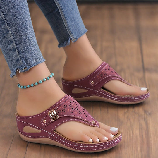 Elevana | Sandały na platformie z średnim obcasem, ortopedyczne sandały typu slip-on
