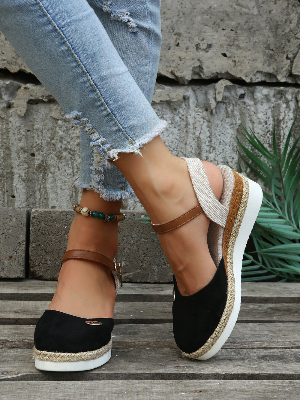 Nomiva | Damskie ortopedyczne sandały boho z wkładkami ortopedycznymi - Wygodne espadryle na koturnie