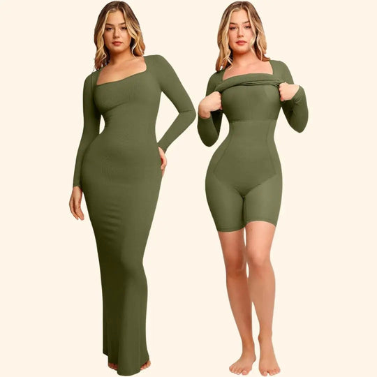 Sukienka Shapewear z Długim Rękawem – Podkreślająca Sylwetkę i Wygodna