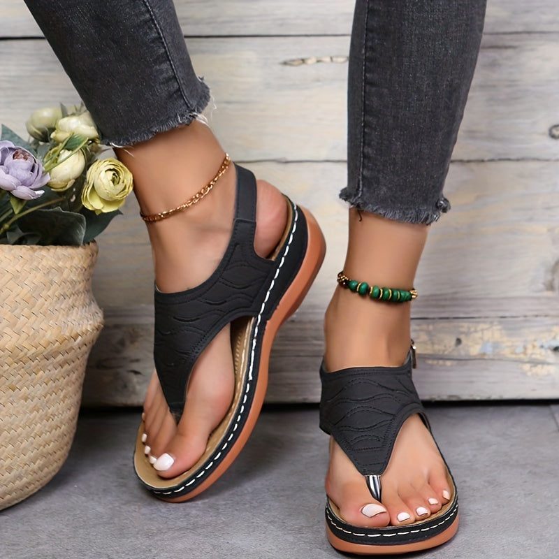 Alpara | Sandały damskie na koturnie z paskiem - Otwarty palec, Slingback