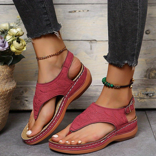 Alpara | Sandały damskie na koturnie z paskiem - Otwarty palec, Slingback