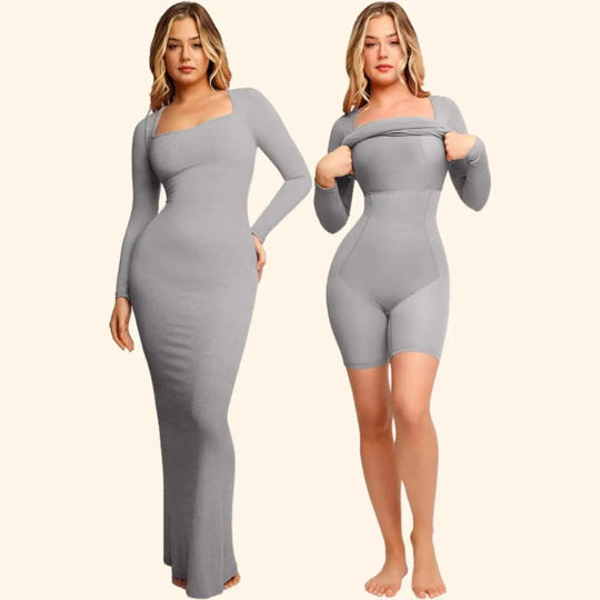 Sukienka Shapewear z Długim Rękawem – Podkreślająca Sylwetkę i Wygodna