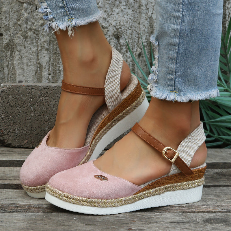 Nomiva | Damskie ortopedyczne sandały boho z wkładkami ortopedycznymi - Wygodne espadryle na koturnie
