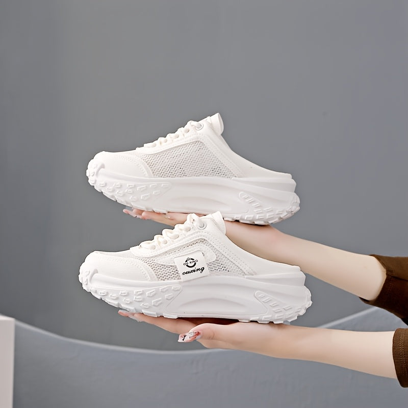 Aermove | Oddychające Siatkowe Półbuty Slip-On dla kobiet - Lekki, Średni Obcas