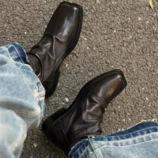 Mężczyzna | Botki | Kwadratowy Nosek | Minimalistyczny Fason | Ponadczasowy Styl