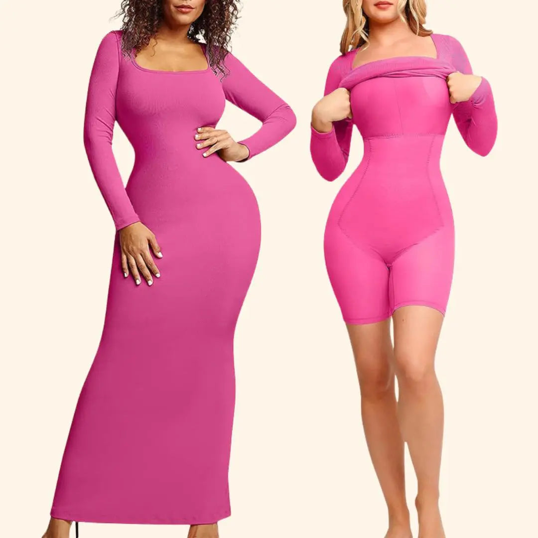 Sukienka Shapewear z Długim Rękawem – Podkreślająca Sylwetkę i Wygodna
