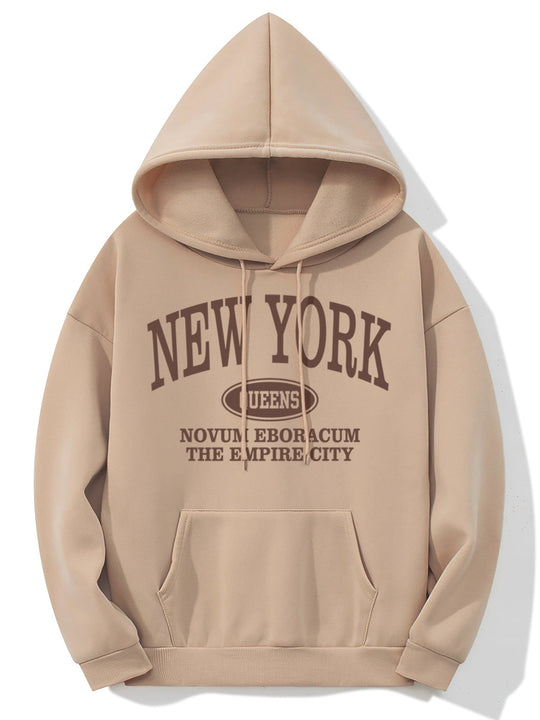 Kobieta | Hoodie z nadrukiem New York | Długi rękaw | Kieszeń kangurka | Styl casualowy i wygodny