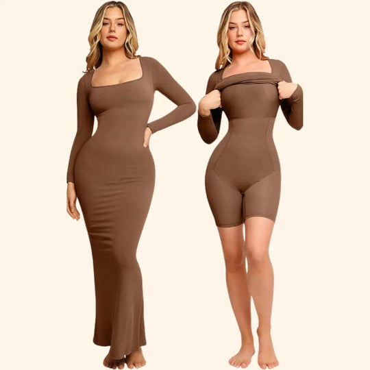 Sukienka Shapewear z Długim Rękawem – Podkreślająca Sylwetkę i Wygodna
