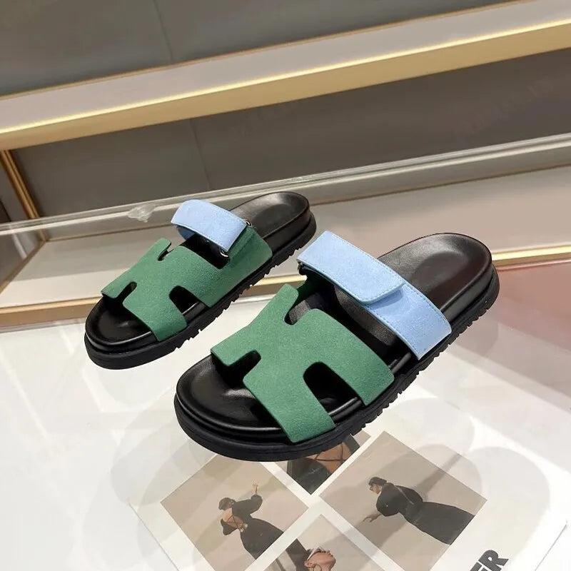 Hira | Eleganckie Sandały Gladiatorki Slip-on z Regulowanym Zapięciem na Rzep