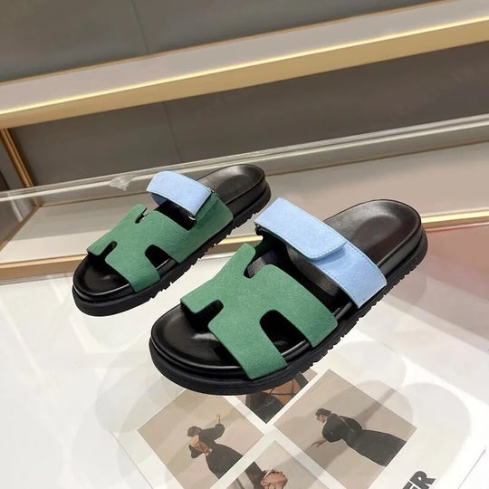 Hira | Eleganckie Sandały Gladiatorki Slip-on z Regulowanym Zapięciem na Rzep