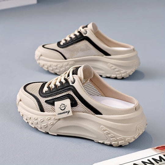 Aermove | Oddychające Siatkowe Półbuty Slip-On dla kobiet - Lekki, Średni Obcas