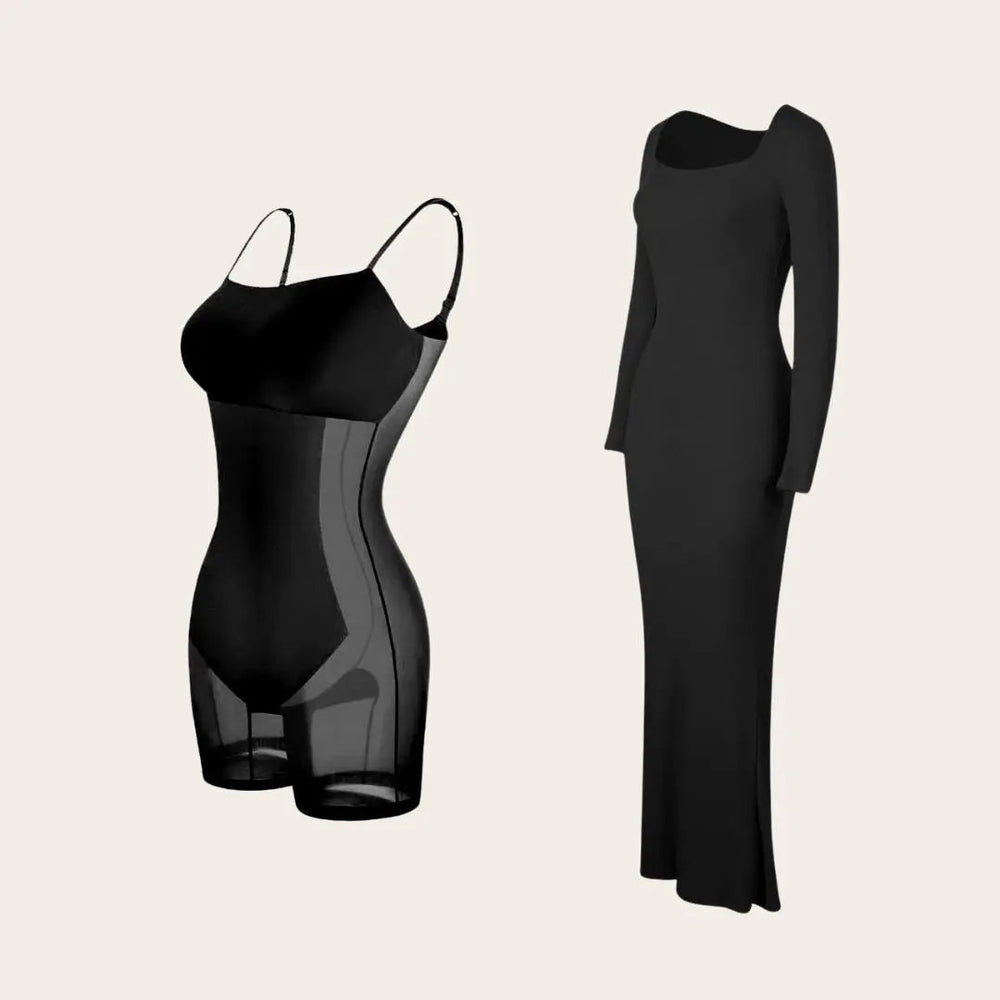 Sukienka Shapewear z Długim Rękawem – Podkreślająca Sylwetkę i Wygodna
