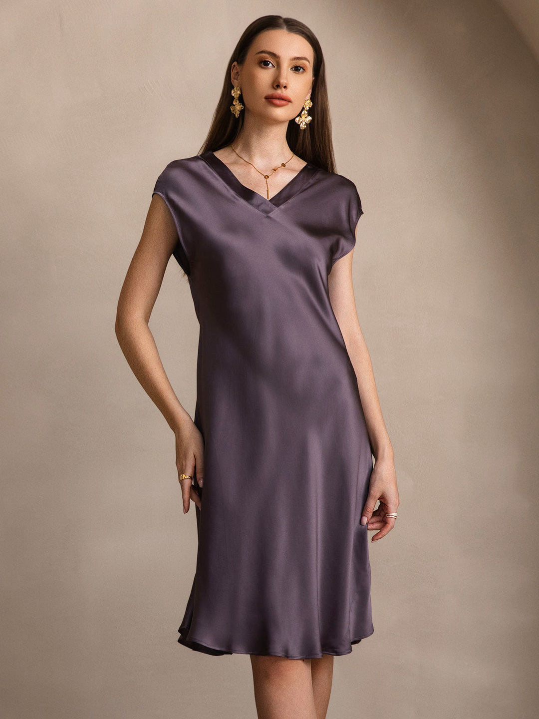 Adalyn - Elegancka Krótka Rękaw Comfort Damska Koszula Nocna