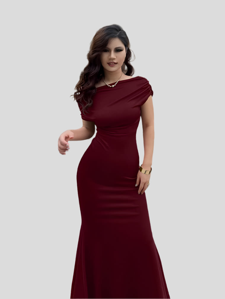 Elin - Sukienka Długa Off-Shoulder z Falbanami