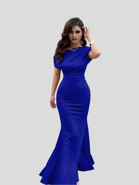 Elin - Sukienka Długa Off-Shoulder z Falbanami