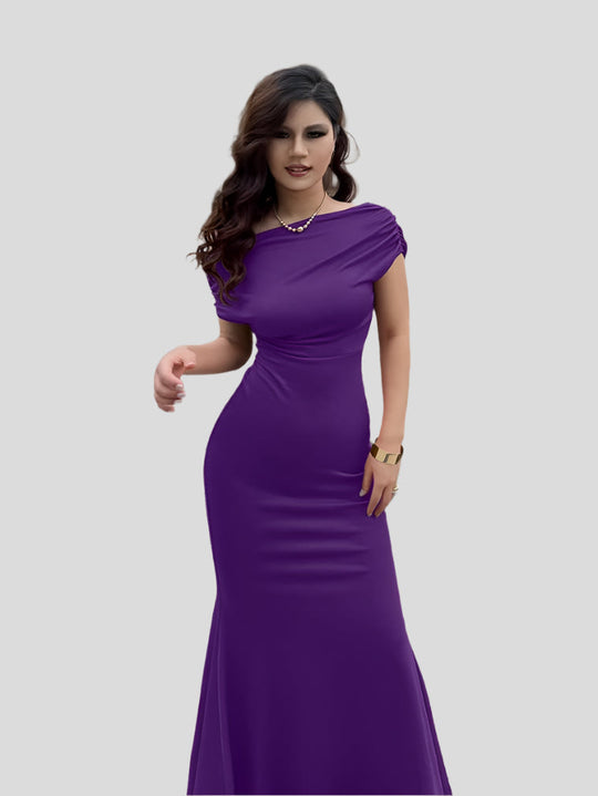 Elin - Sukienka Długa Off-Shoulder z Falbanami