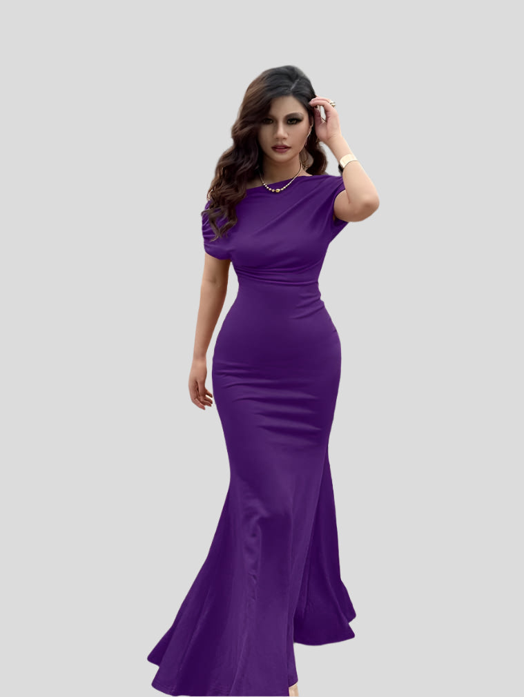 Elin - Sukienka Długa Off-Shoulder z Falbanami