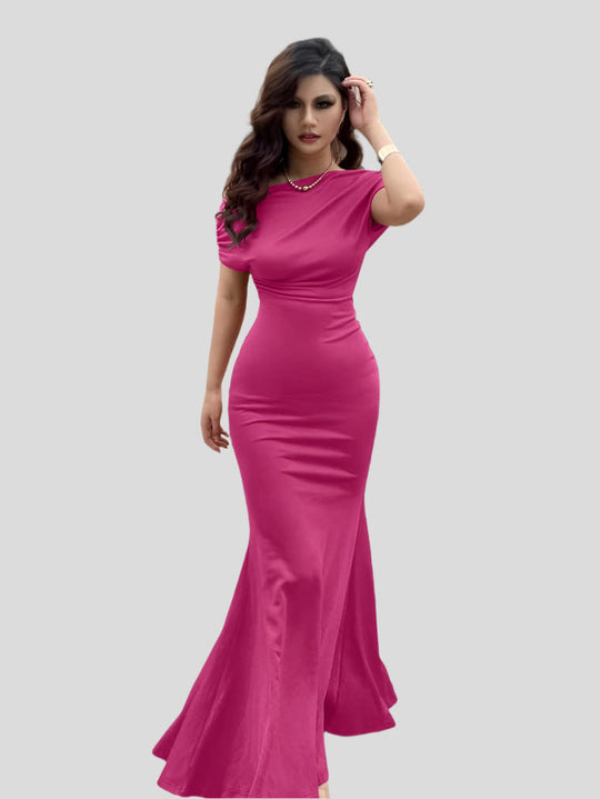 Elin - Sukienka Długa Off-Shoulder z Falbanami