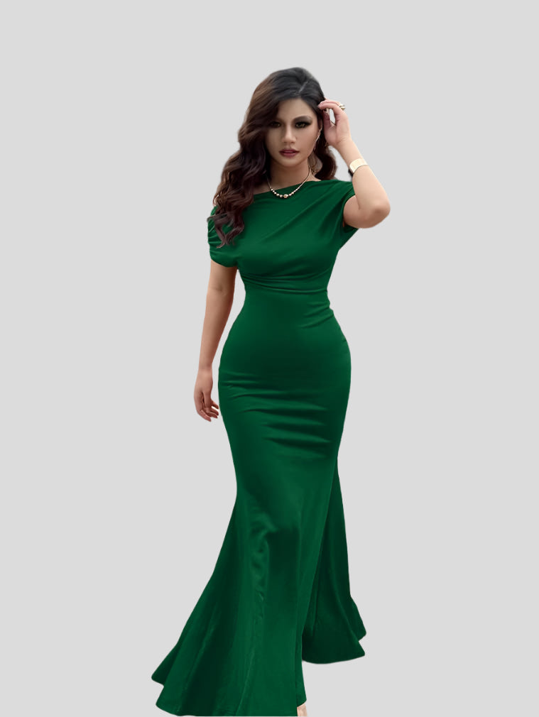 Elin - Sukienka Długa Off-Shoulder z Falbanami