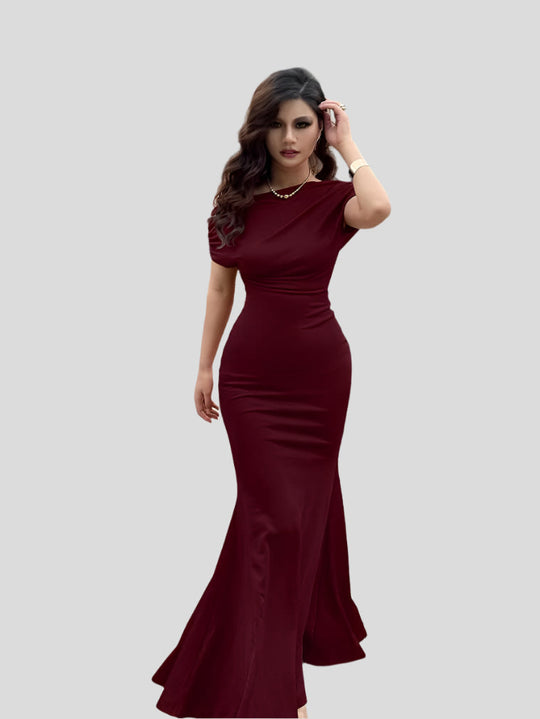 Elin - Sukienka Długa Off-Shoulder z Falbanami