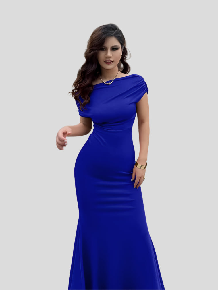 Elin - Sukienka Długa Off-Shoulder z Falbanami