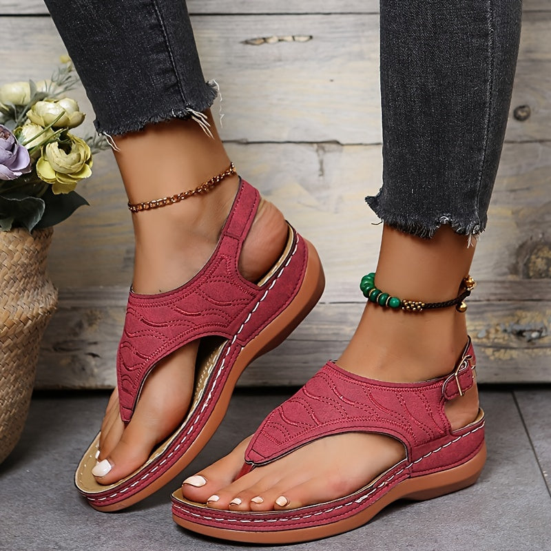 Alpara | Sandały damskie na koturnie z paskiem - Otwarty palec, Slingback