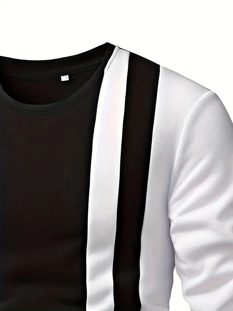 Sweter Colorblock z Okrągłym Dekoltem dla Mężczyzn | Idealny na Co Dzień