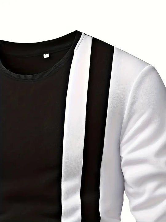 Sweter Colorblock z Okrągłym Dekoltem dla Mężczyzn | Idealny na Co Dzień