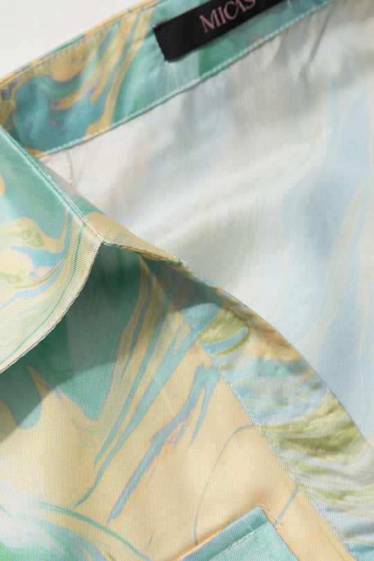 Wilderose - Elegancka Bluzka Crop z Marmurkowym Wzorem dla Pań