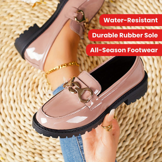 OutStride | Lśniące Mokasyny Damskie - Buty Slip-On w Brytyjskim Stylu