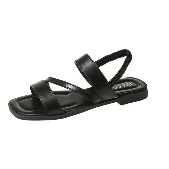 StrappyFit | Minimalistyczne skórzane sandały - elastyczny obcas, wygodny płaski design
