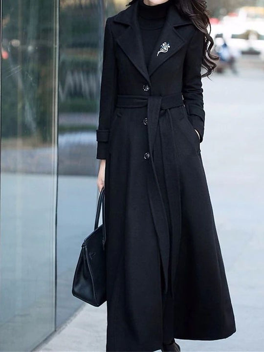 Długi Płaszcz z Pasem dla Kobiet | Idealny na Zimę