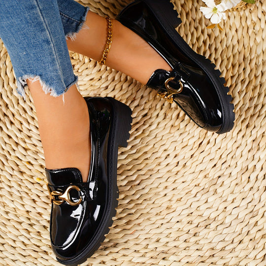 OutStride | Lśniące Mokasyny Damskie - Buty Slip-On w Brytyjskim Stylu